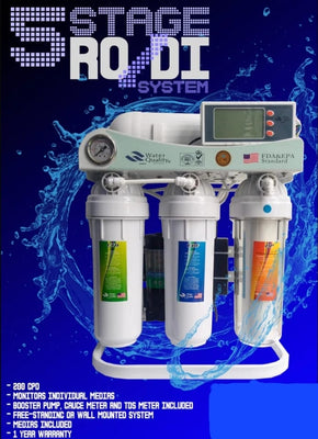 RO/DI 5 stage unit w booster pump, TDS meter and meter gauge